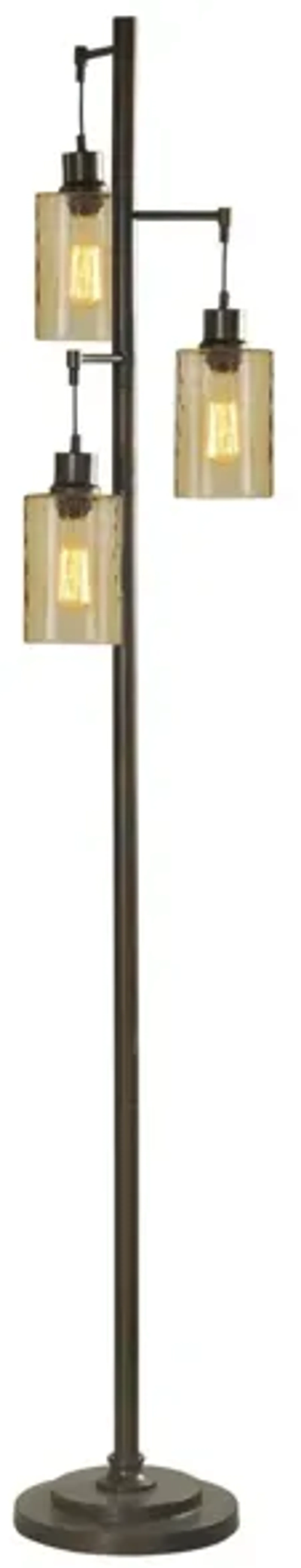 3-Light Floor Lamp With Edison Bulbs 72"H