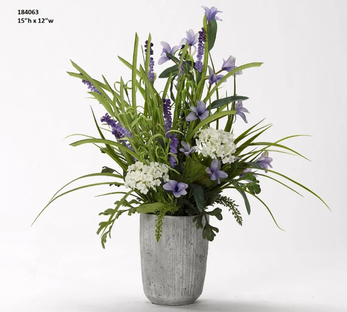 Wild Flowers in Concrete Vase 12"W x 15"H