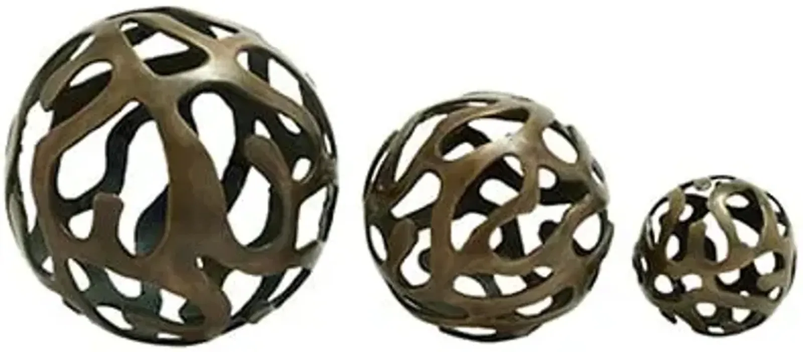 Set of 3 Bronze Aluminum Deco Balls 4/6/8"