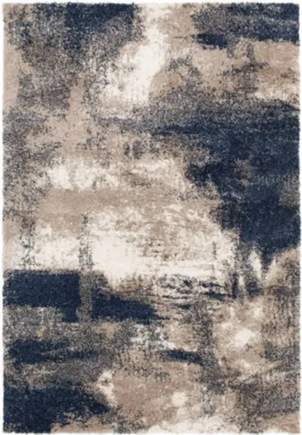 Tulsa Navy/Tan/Cream Area Rug 7'10"W x 9'10"L