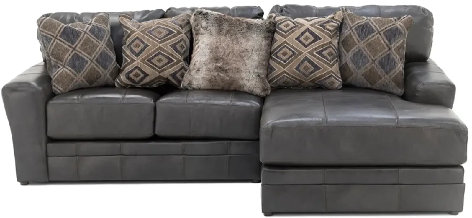 Camden 2-Pc. Leather Sectional with Right Arm Facing Chaise in Steel