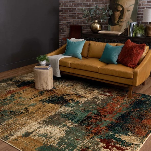 Elements Tan/Green/Gold Area Rug 8'W x 11'L