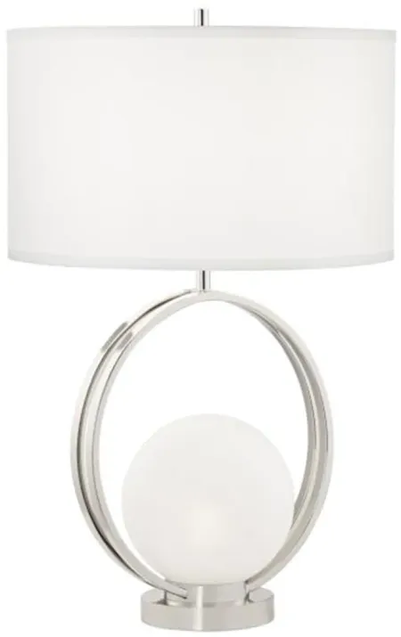 Polished NIckel Circle With Nite Lite Table Lamp 27"H