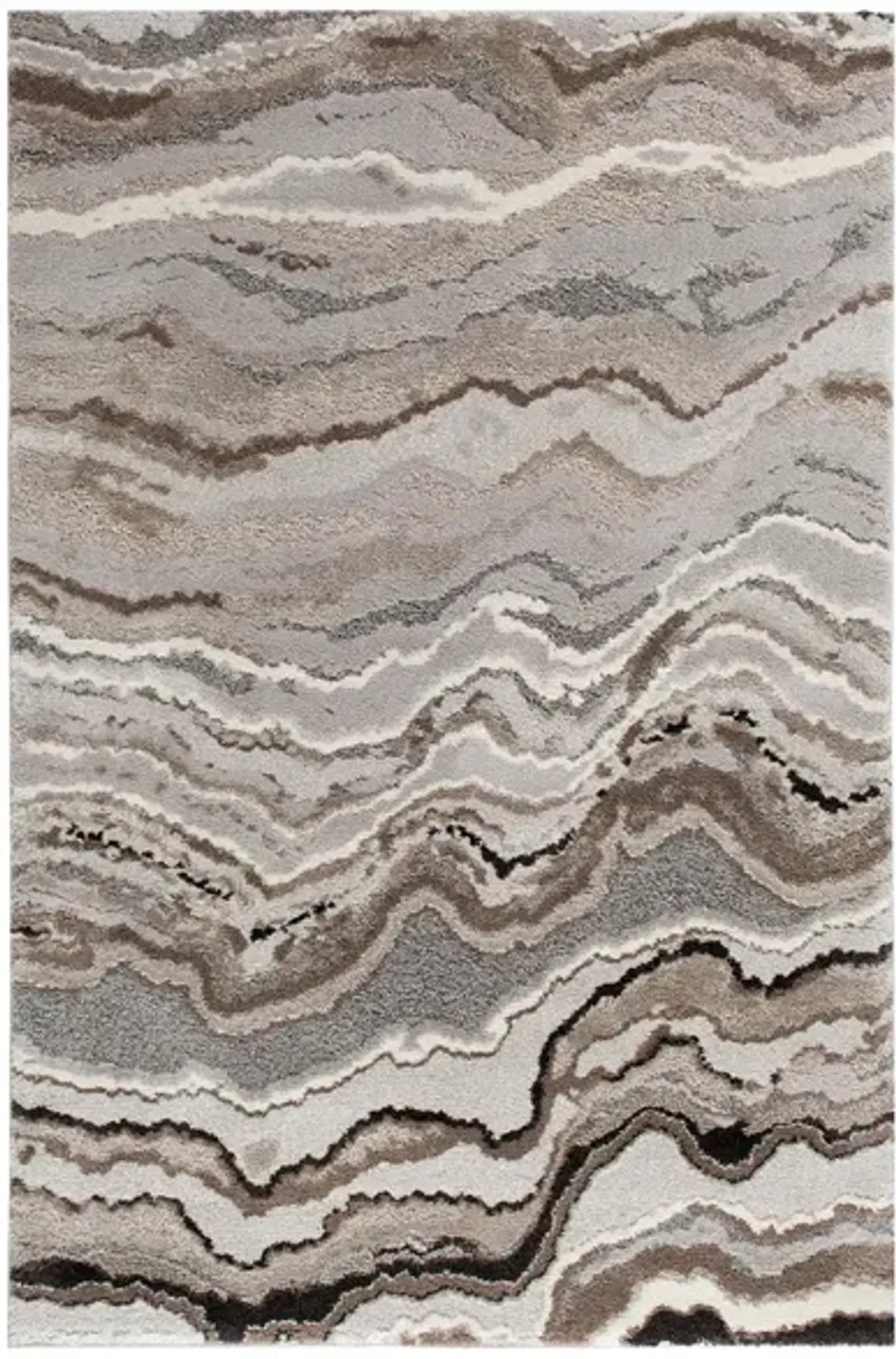 Structures Grey/Tan Wave Torrent Area Rug 7'10"W x 9'10"L