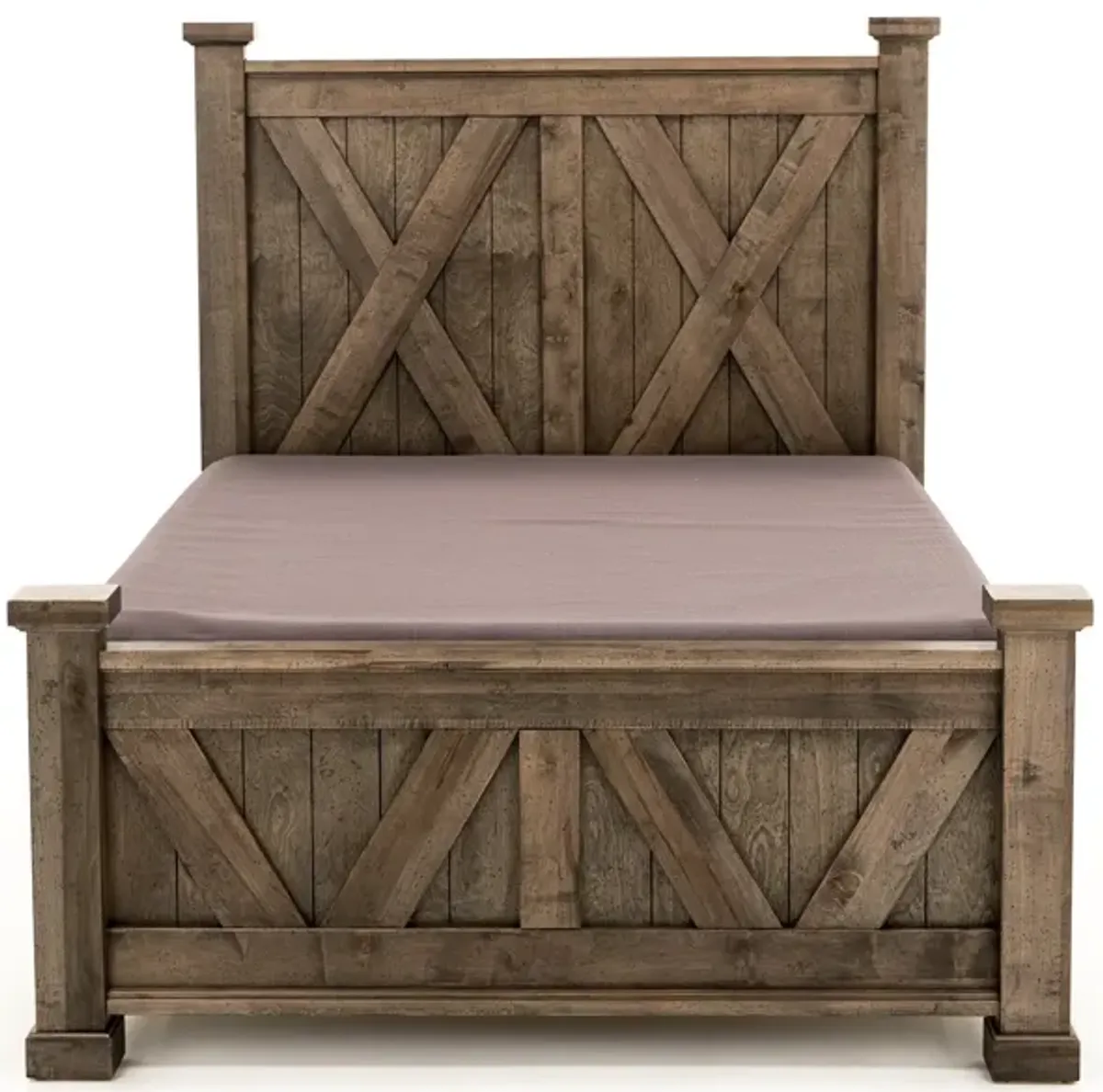 Cool Rustic Queen X Panel Bed, Grey