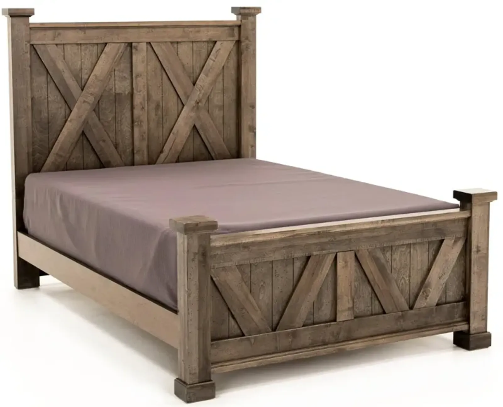 Cool Rustic Queen X Panel Bed, Grey