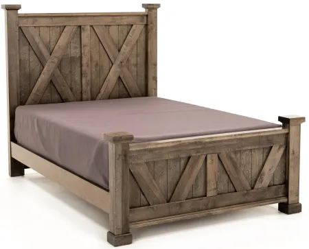 Cool Rustic Queen X Panel Bed, Grey