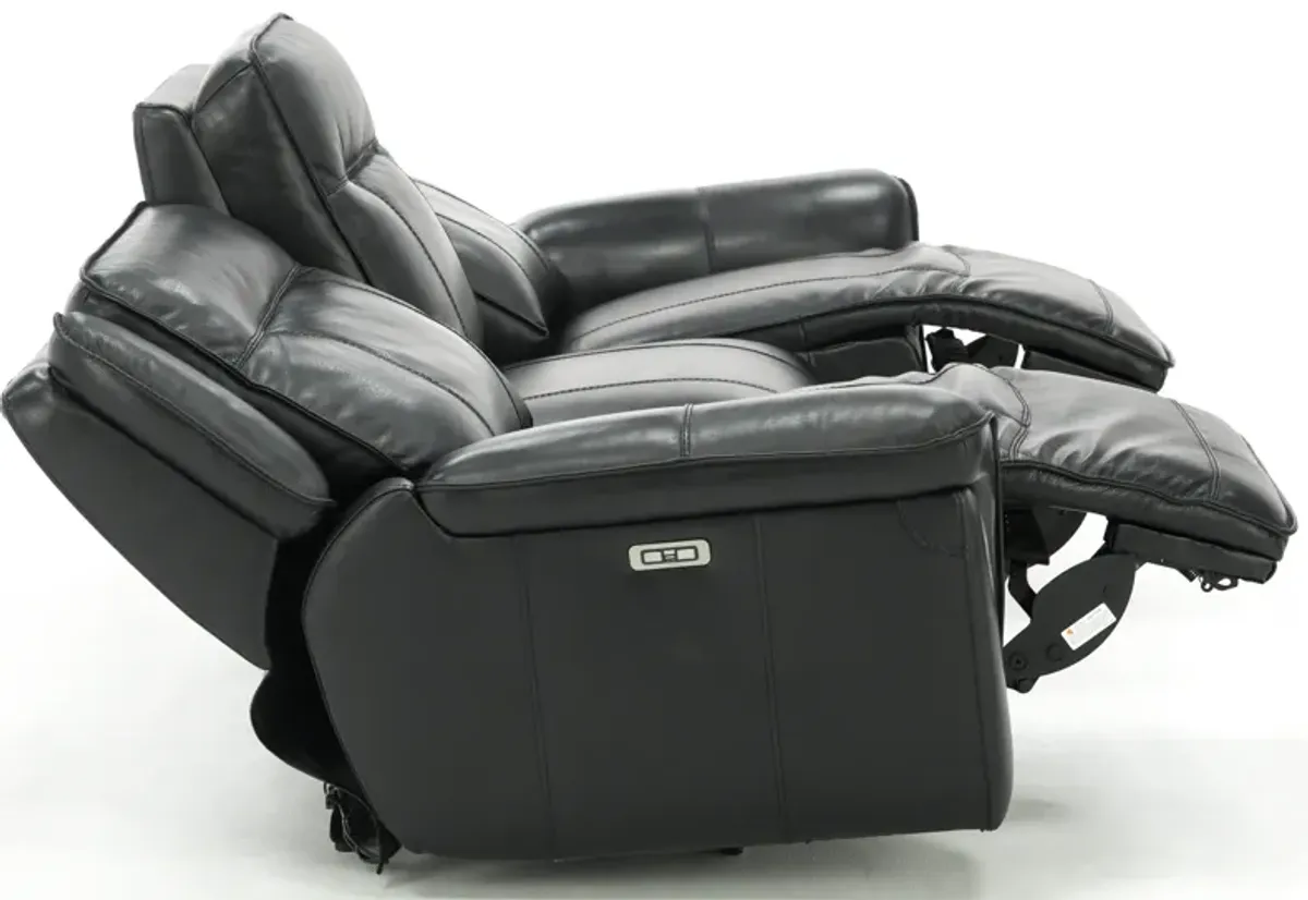 Arthur Leather Power Headrest Reclining Sofa in Black