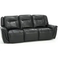 Arthur Leather Power Headrest Reclining Sofa in Black