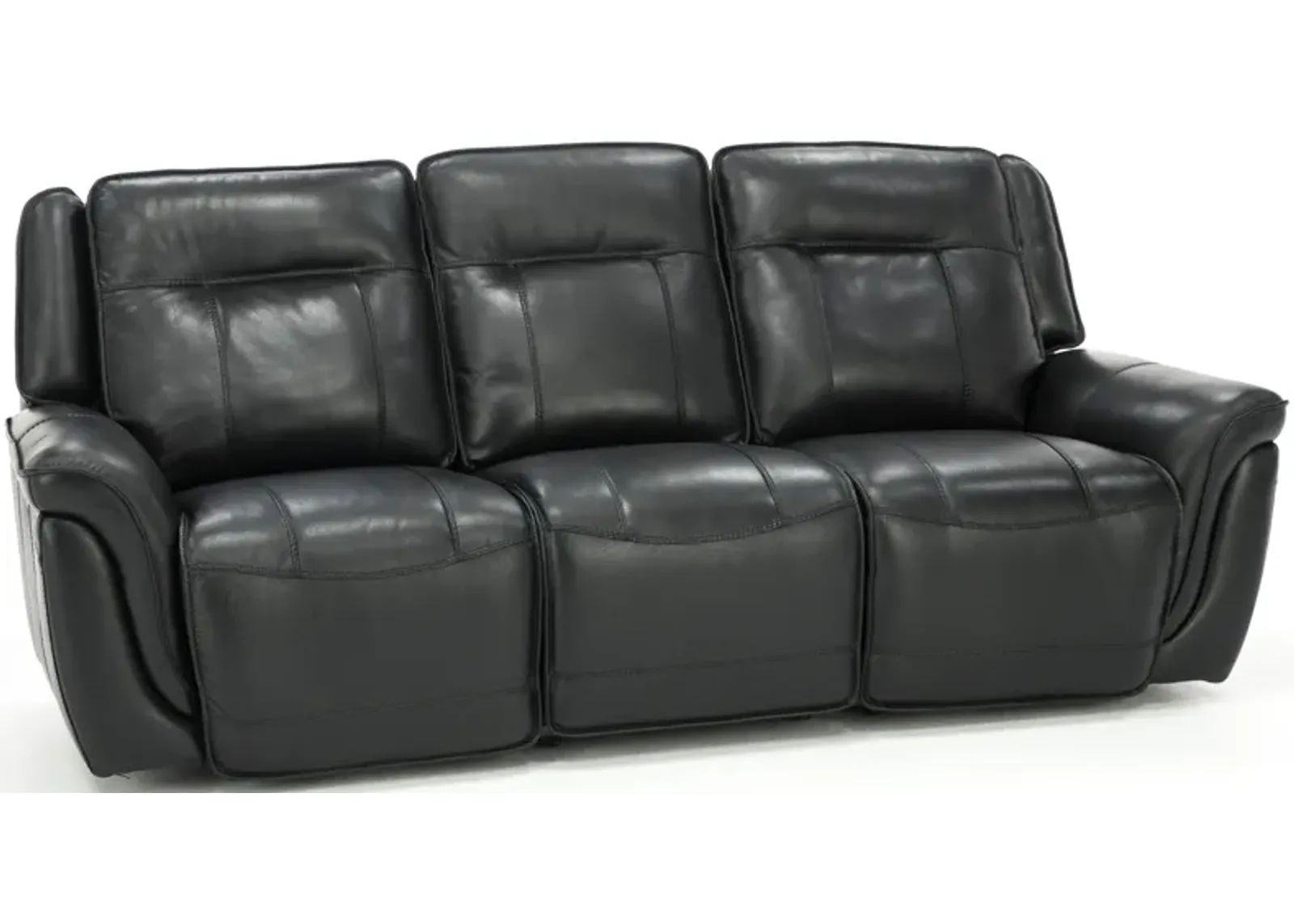 Arthur Leather Power Headrest Reclining Sofa in Black