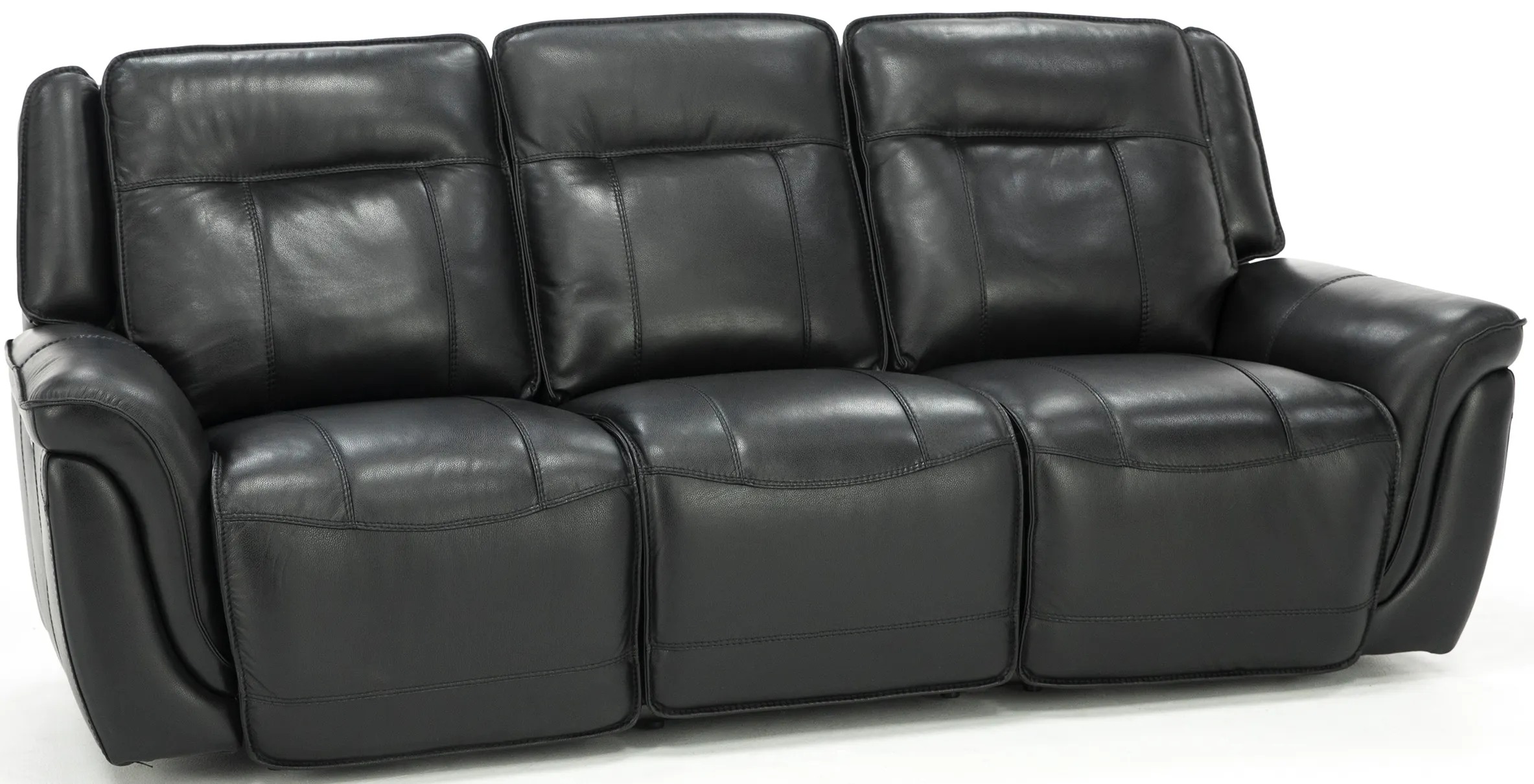 Arthur Leather Power Headrest Reclining Sofa in Black