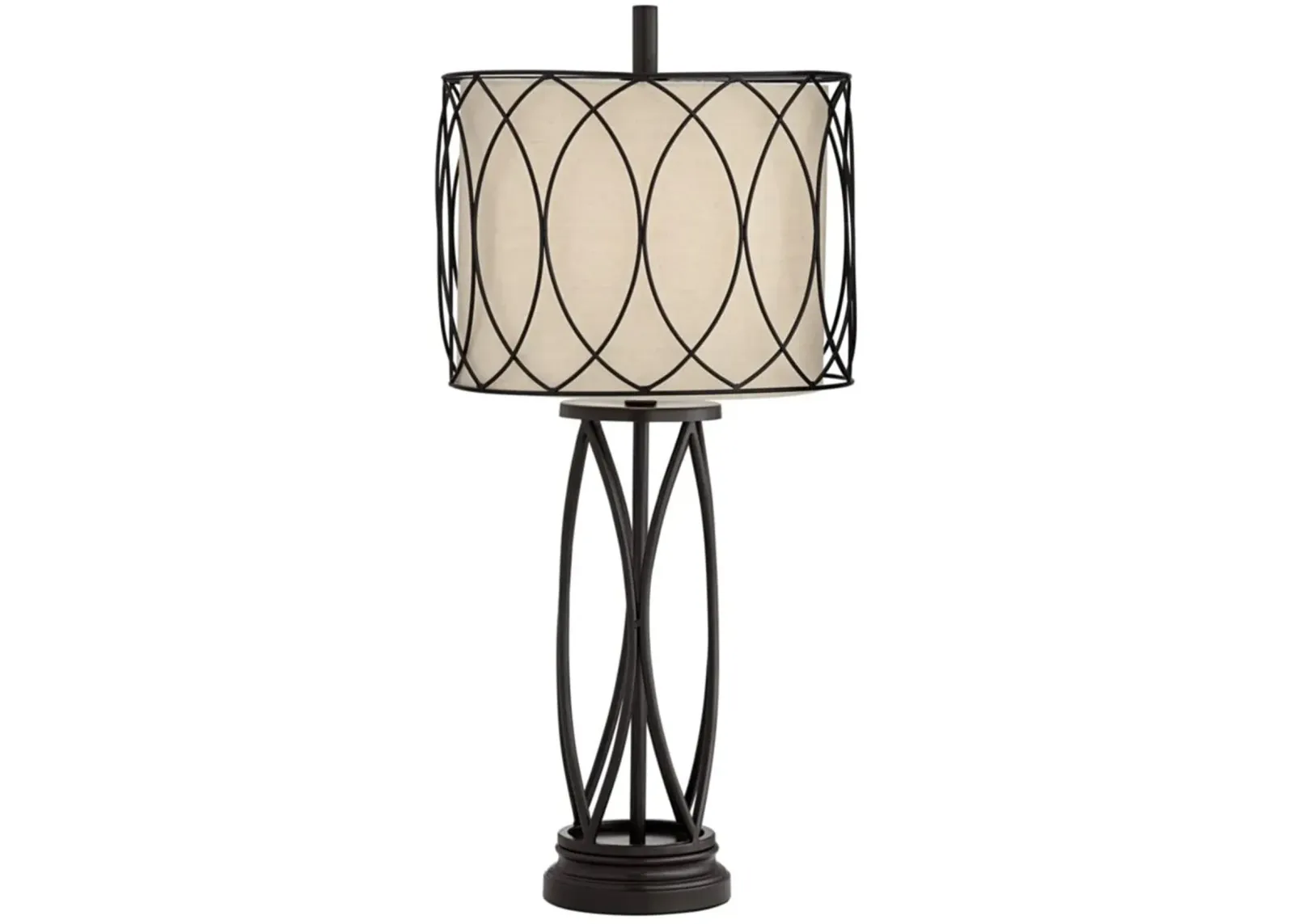 Dark Bronze Double Shade Metal Table Lamp 31"H