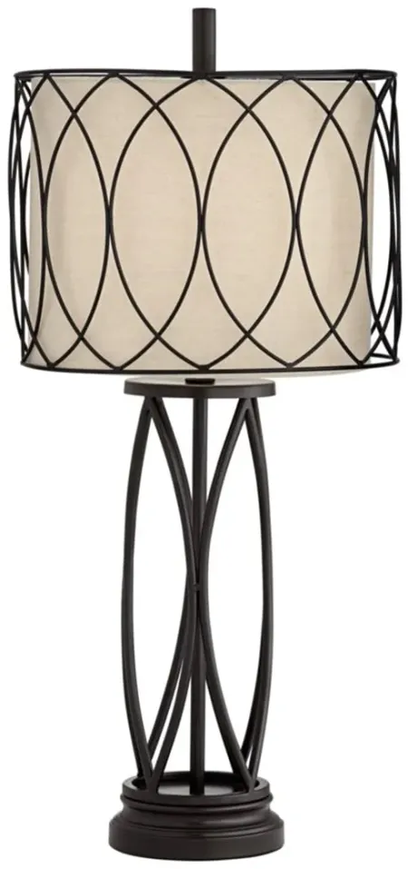 Dark Bronze Double Shade Metal Table Lamp 31"H