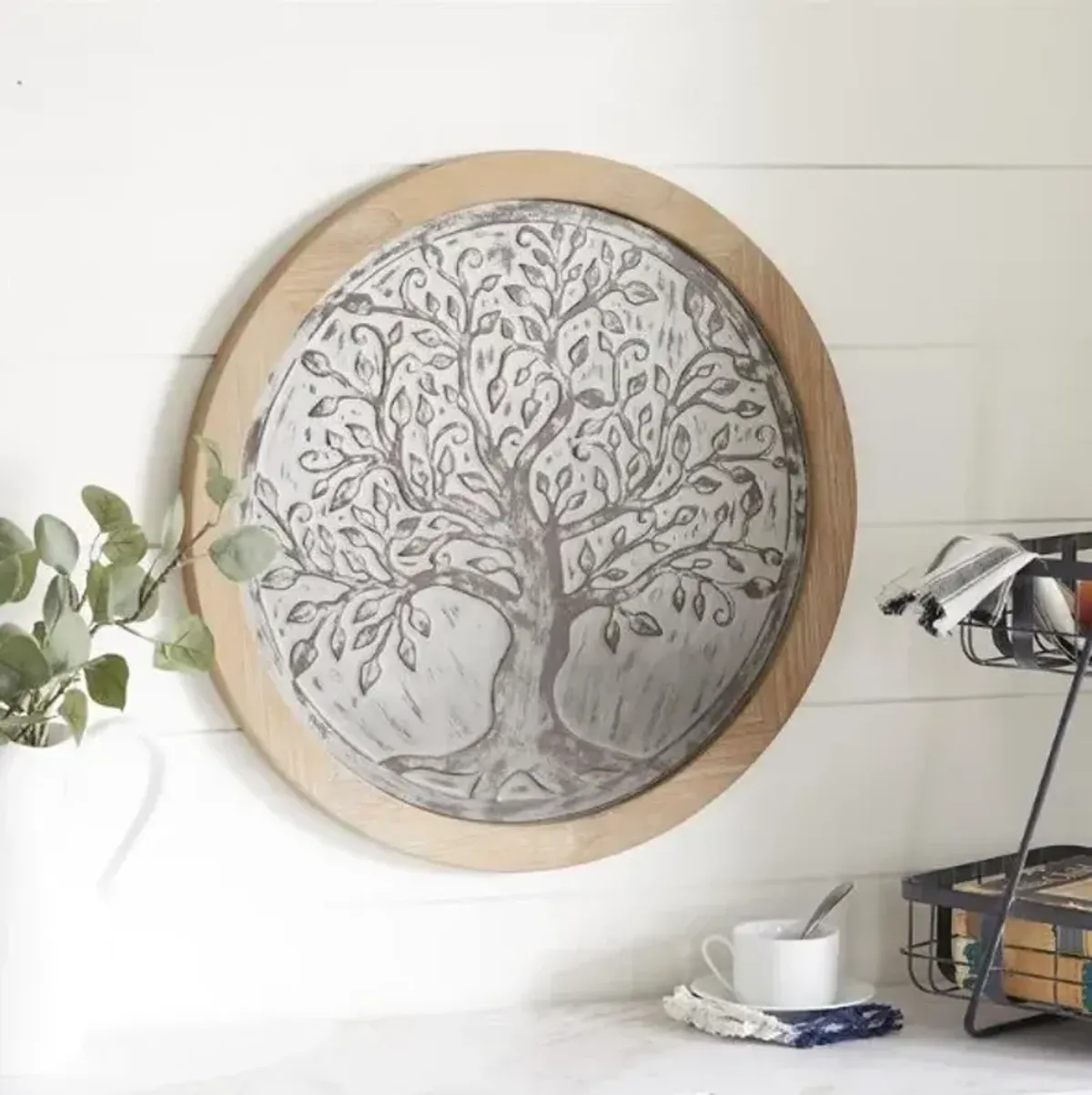 Wood and Metal Tree Wall Décor 24" Round