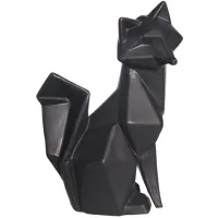 Black Modern Fox Figurine 7"W x 10"H