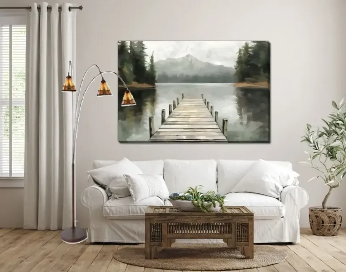 Draco Tiffany-Style Glass 3-Lite Arc Floor Lamp 79"H