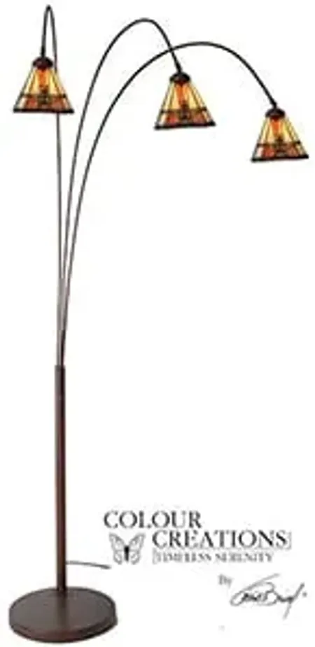 Draco Tiffany-Style Glass 3-Lite Arc Floor Lamp 79"H