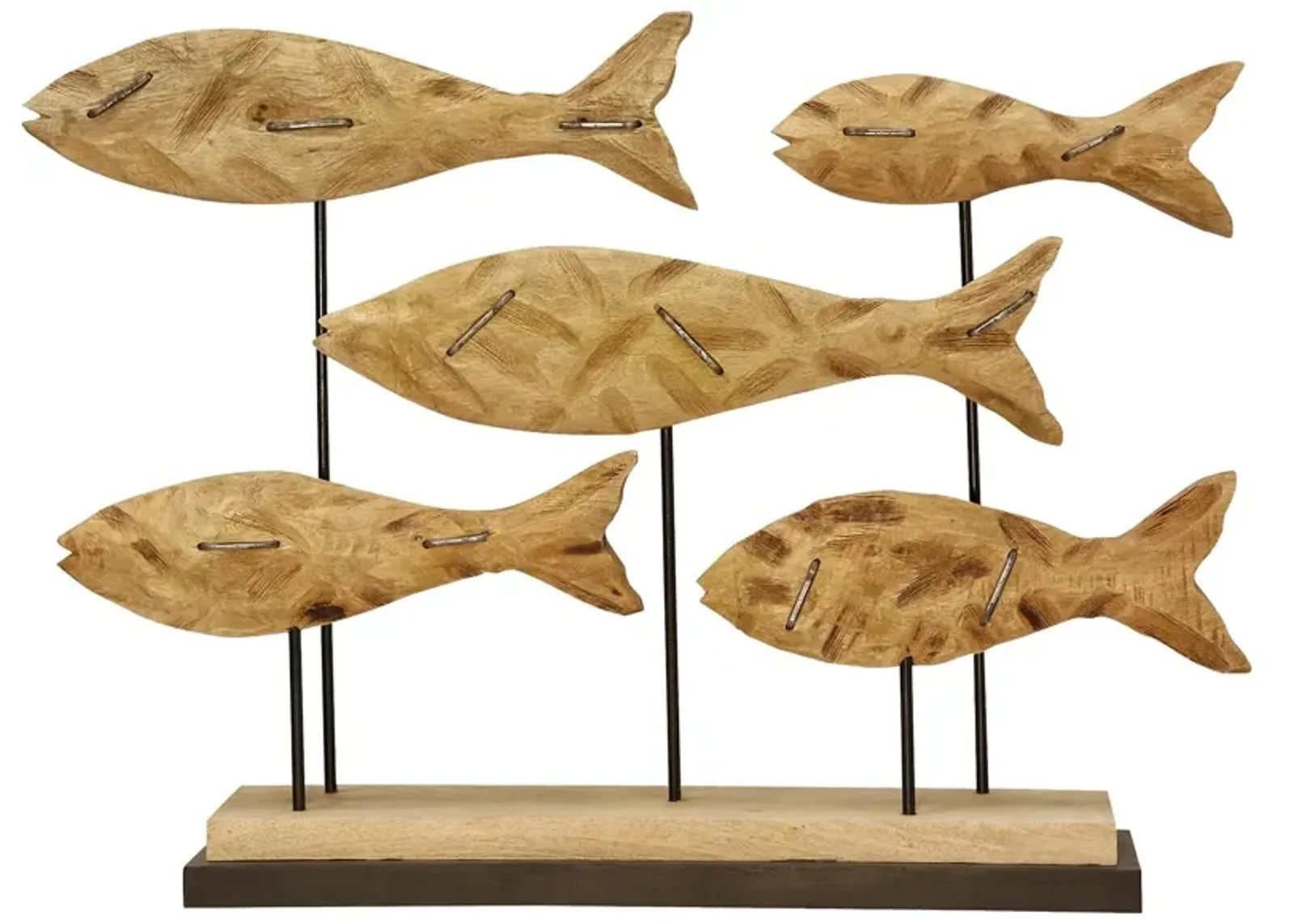 School of Fish Wooden Sculpture 32"W x 22"H