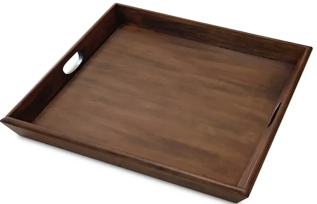 Oversized Dark Chocolate Wood Ottoman Tray 27"W x 27"L