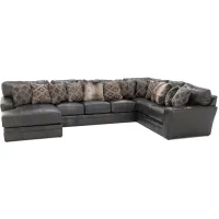 Camden Large 3-Pc. Leather Sectional with Left Arm Facing Chaise in Steel