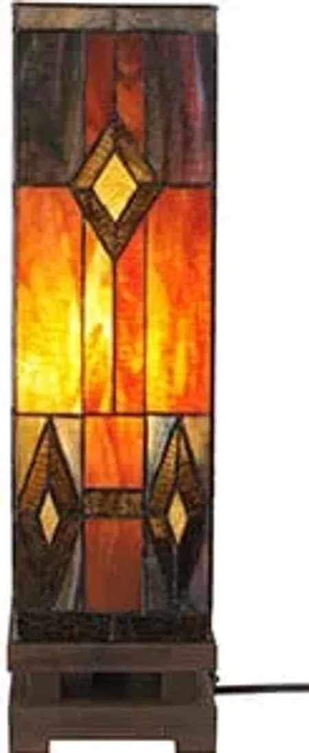 Hemlock Browns Tiffany-Style Glass Luminary Lamp 6"W x 21"H