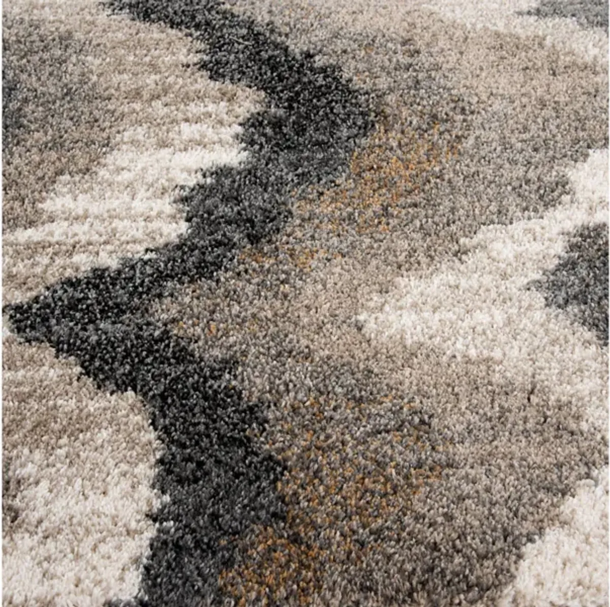 Tulsa Brown/Grey/Cream Wave Area Rug 7'10"W x 9'10"L