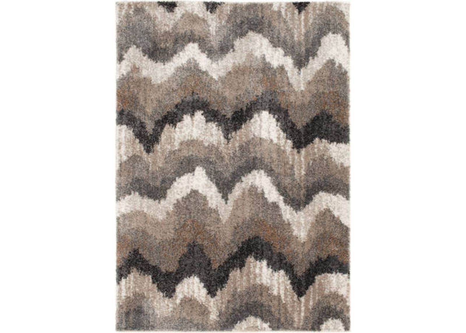 Tulsa Brown/Grey/Cream Wave Area Rug 7'10"W x 9'10"L