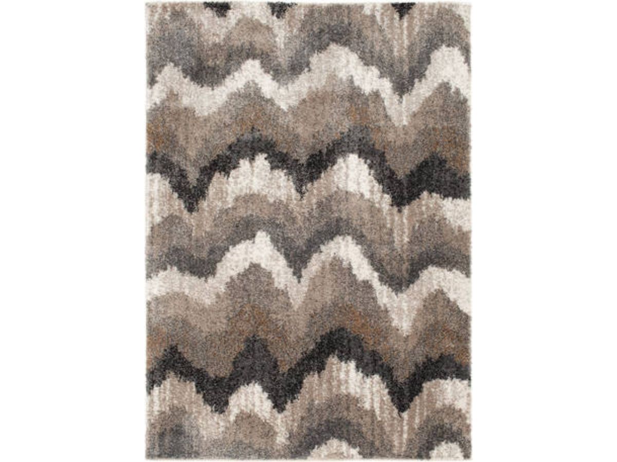 Tulsa Brown/Grey/Cream Wave Area Rug 7'10"W x 9'10"L