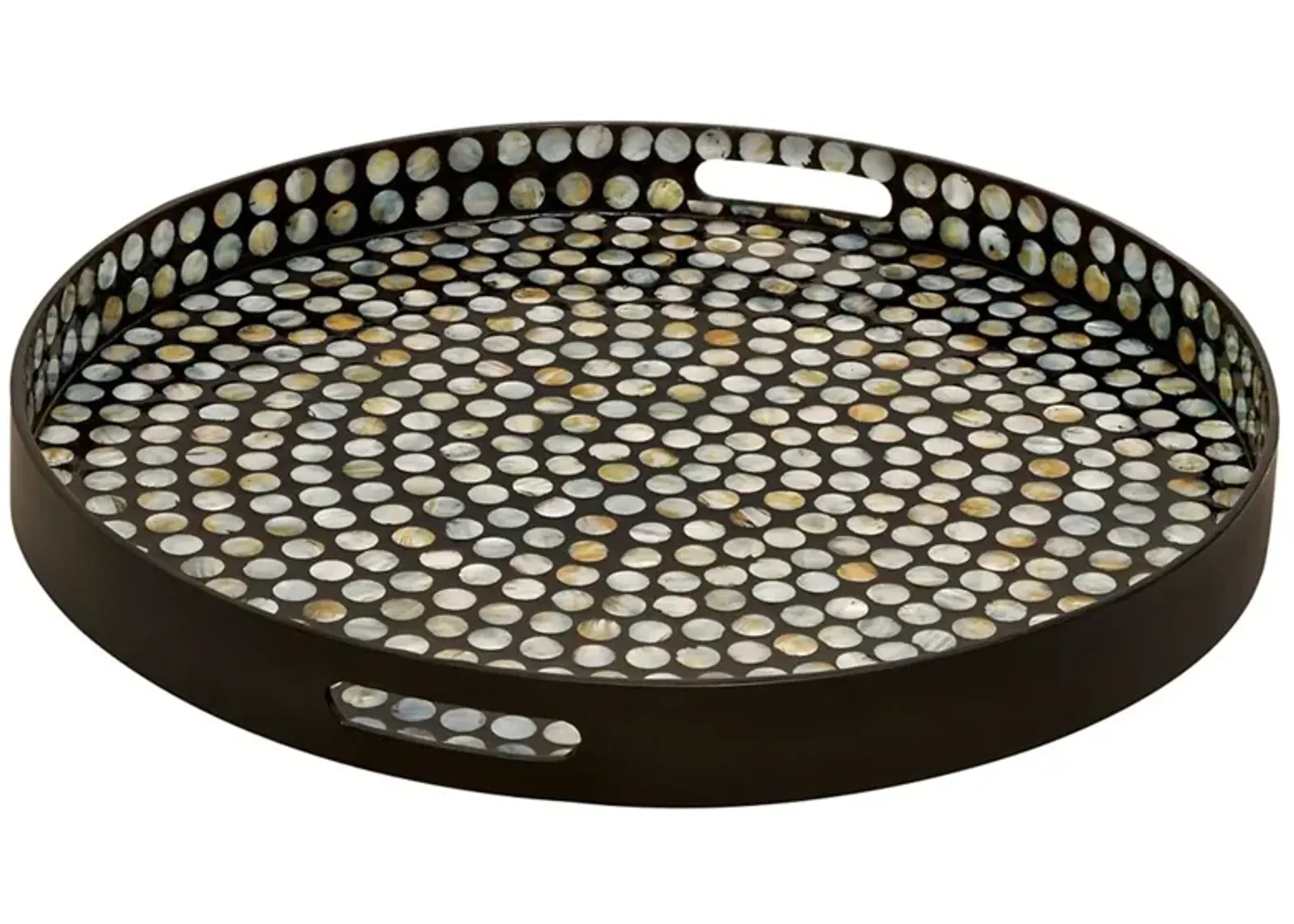 Wood and Shell Round Tray 24"