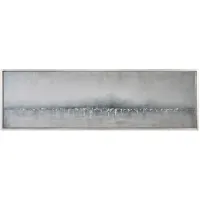 Grey and Silver Abstract Handpainted Framed Canvas 71"W x 21"H