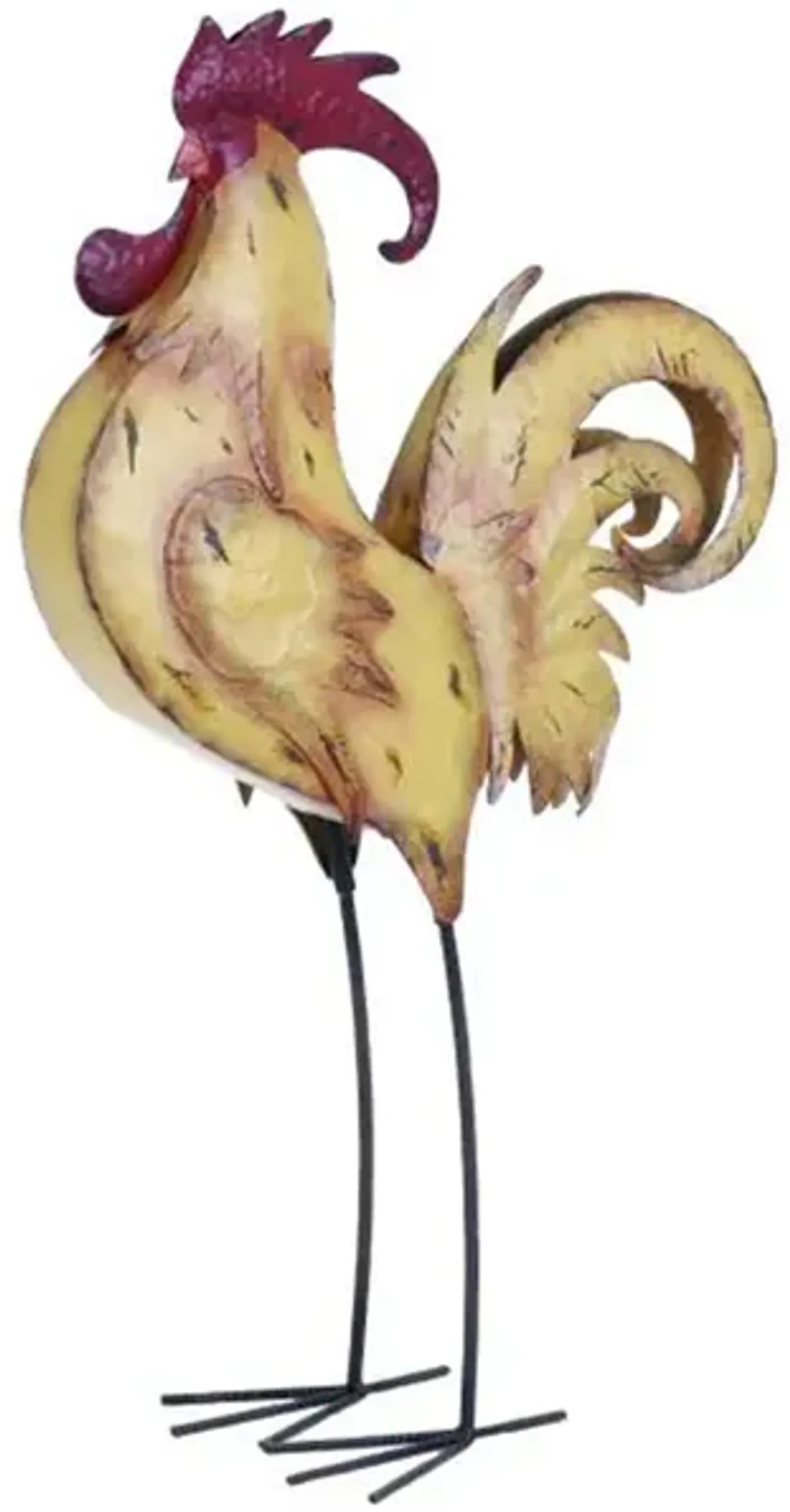 Cream and Red Metal Rooster 16"W x 28"H