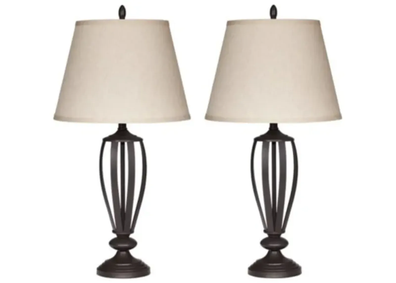 Pair of Open Bronze Metal Table Lamps 30"H