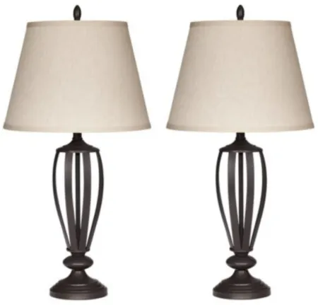 Pair of Open Bronze Metal Table Lamps 30"H
