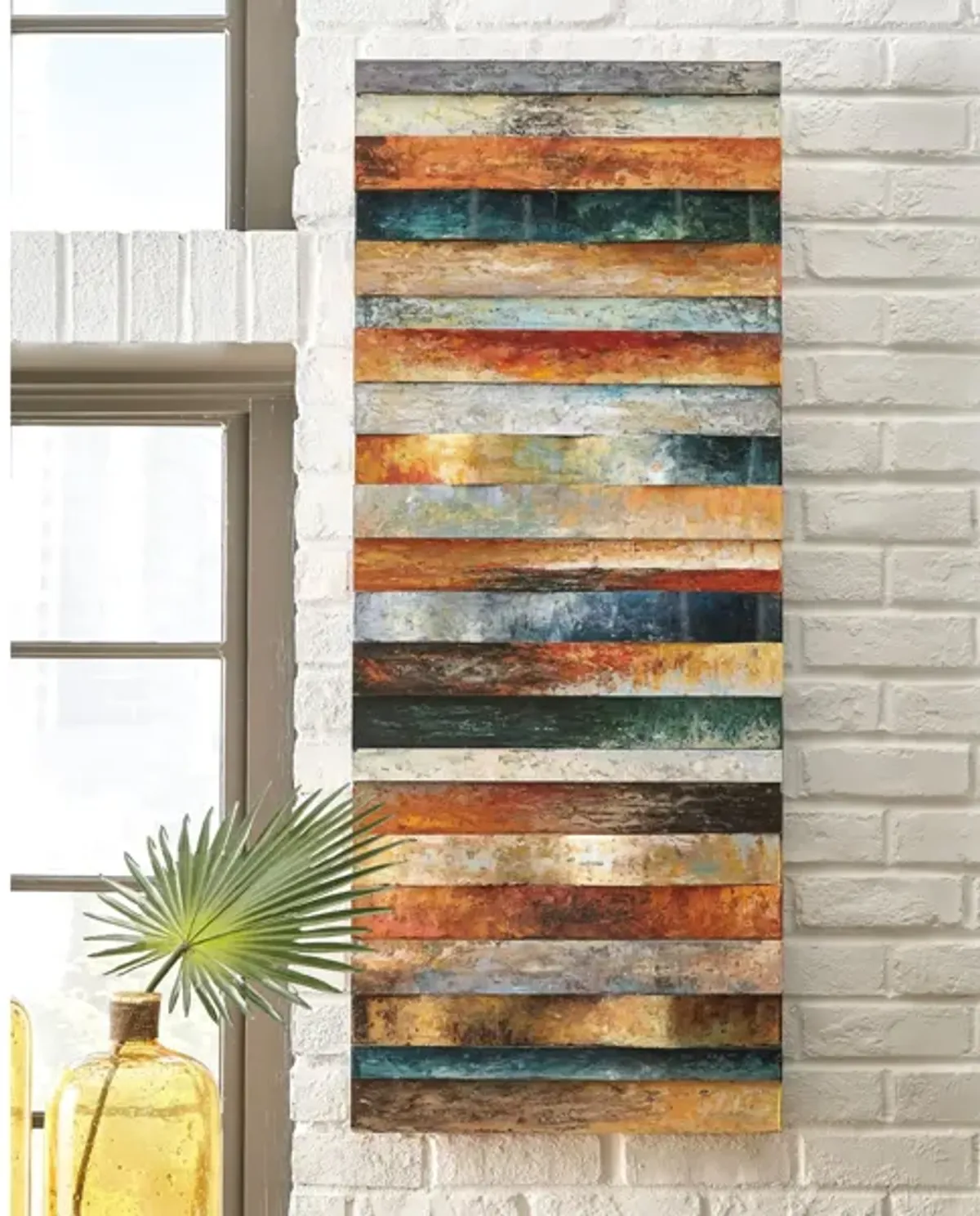 Multi-Colored Curved Plank Design Art 20"W x 50"H