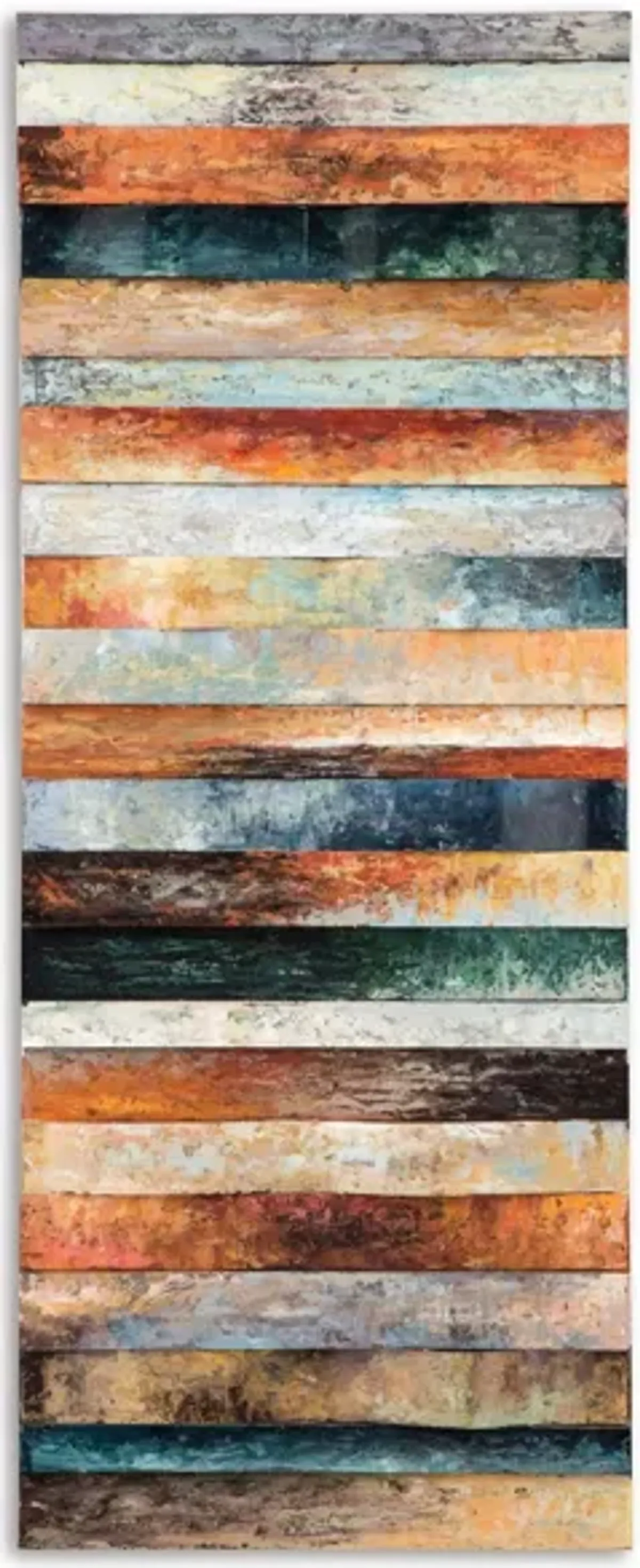 Multi-Colored Curved Plank Design Art 20"W x 50"H