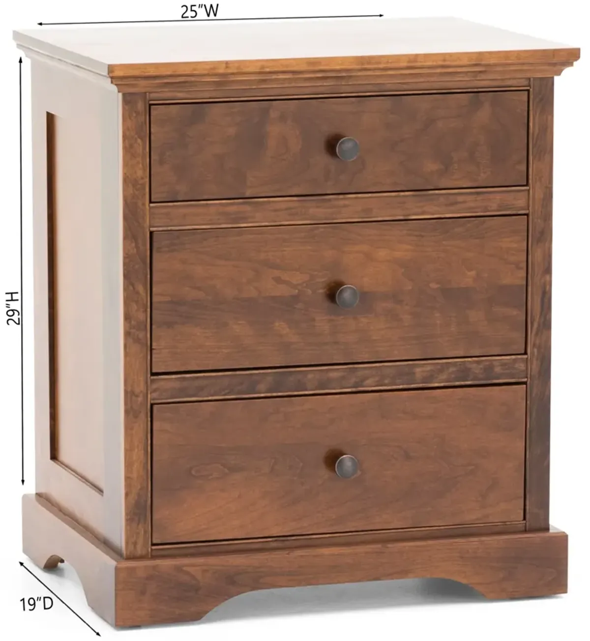 Daniel's Amish Elegance Three Drawer Nightstand