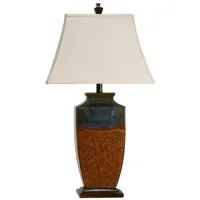 Blue and Rust Ceramic Table Lamp 32"H