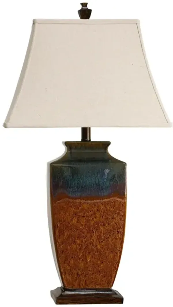 Blue and Rust Ceramic Table Lamp 32"H