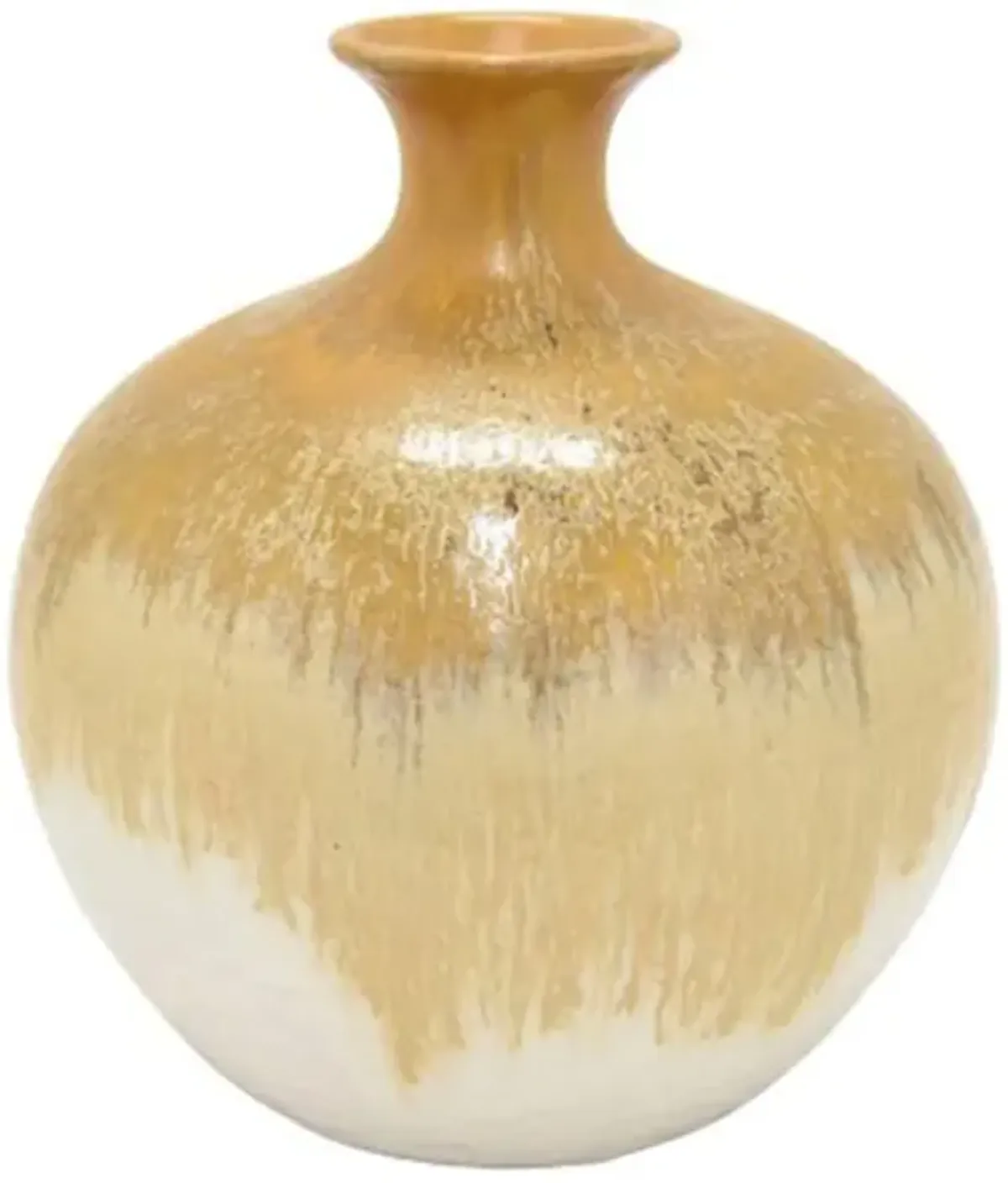 Large Mustard Ceramic Vase 10"W x 11"H