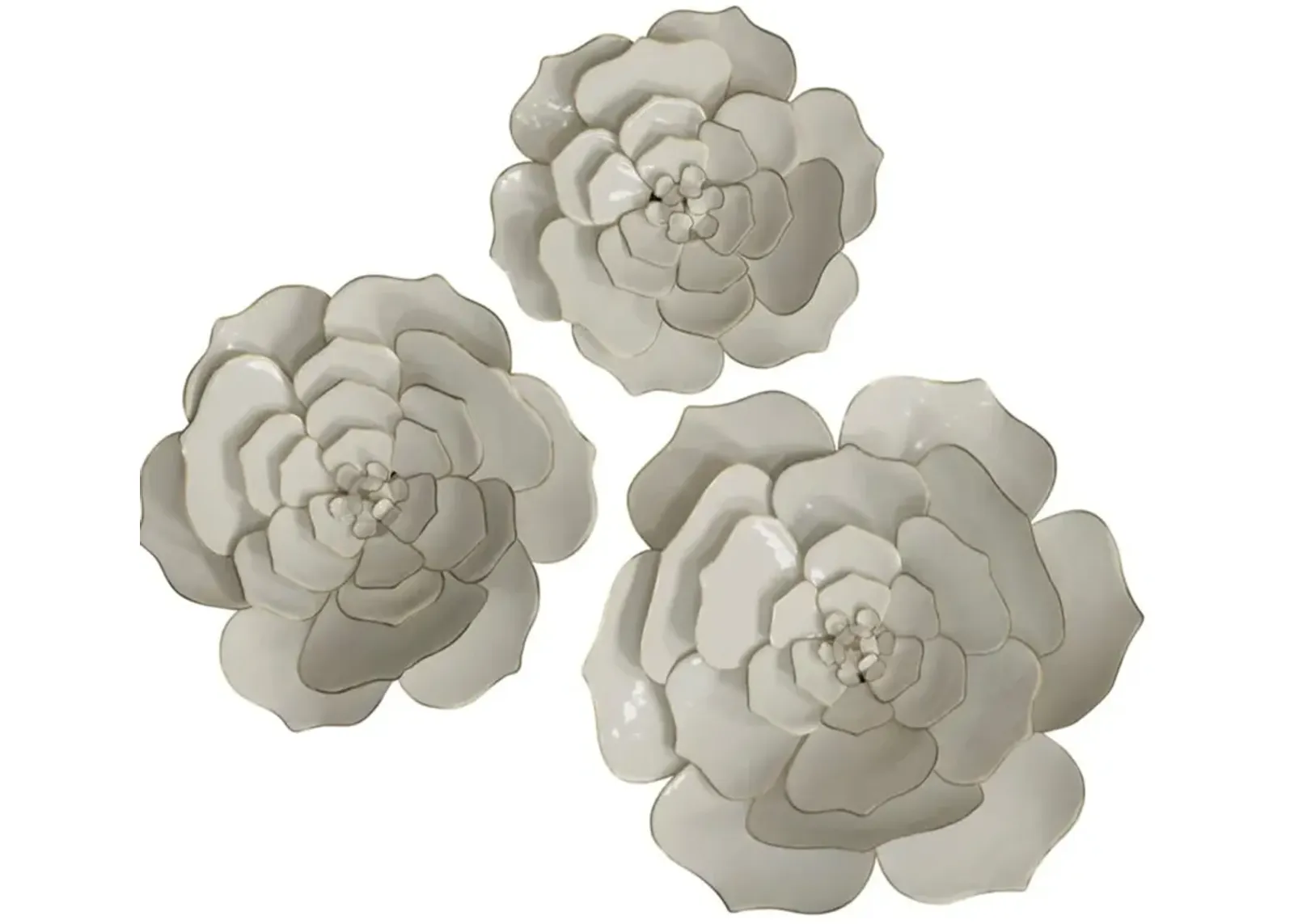 Set of 3 Ivory Flowers Wall Décor 17/20/24"