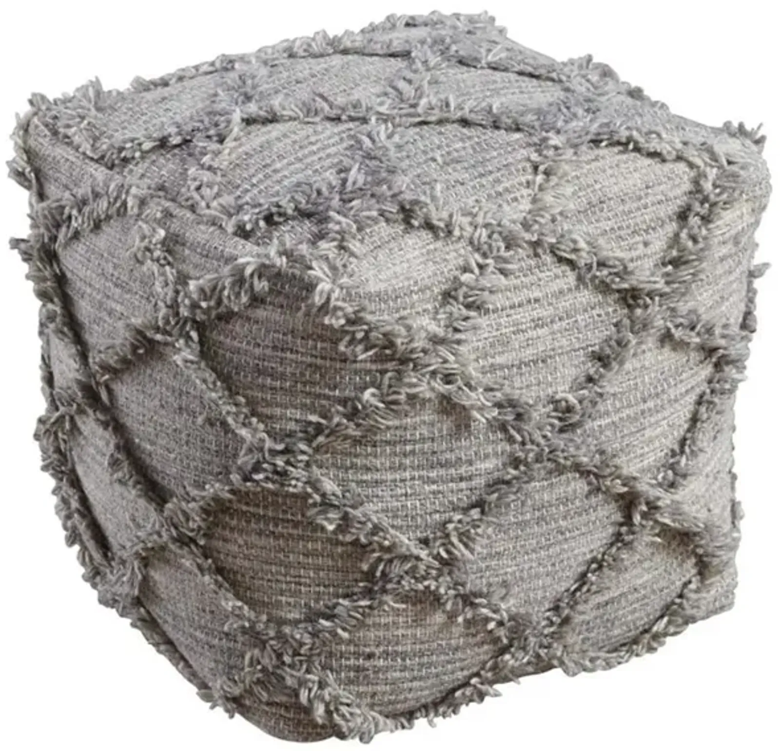 Grey Textured Pouf 16"W x 16"H