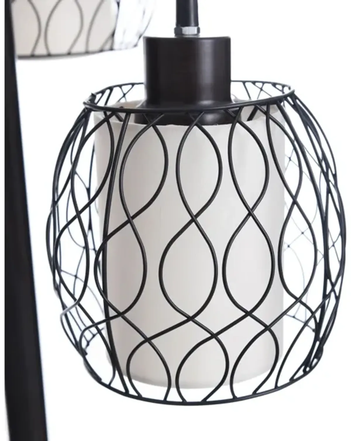 Antique Bronze with Caged Woven Shades 3-Lite Floor Lamp 72"H 