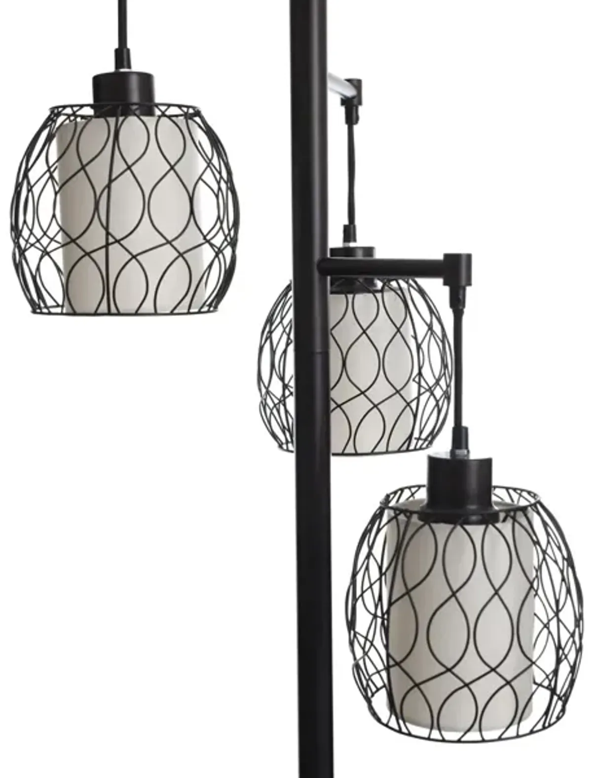 Antique Bronze with Caged Woven Shades 3-Lite Floor Lamp 72"H 