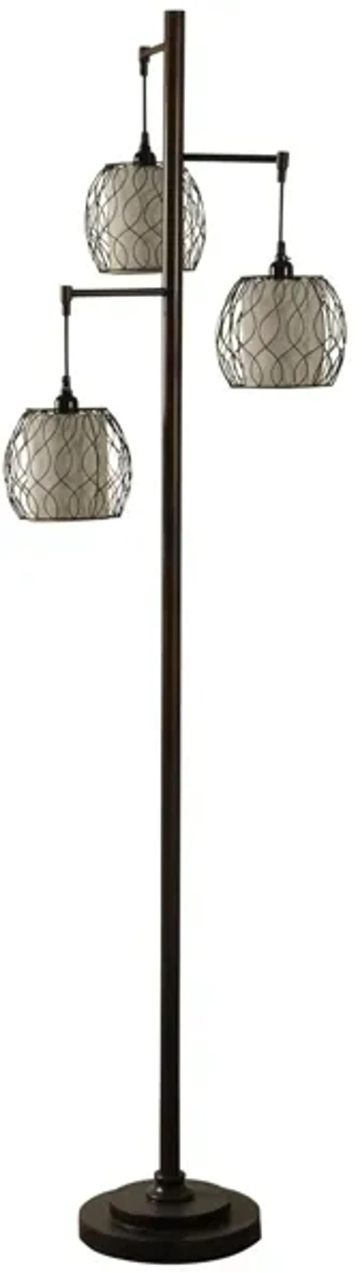 Antique Bronze with Caged Woven Shades 3-Lite Floor Lamp 72"H 