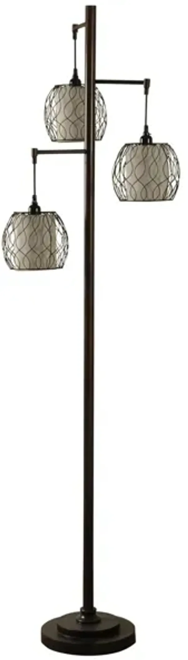 Antique Bronze with Caged Woven Shades 3-Lite Floor Lamp 72"H 