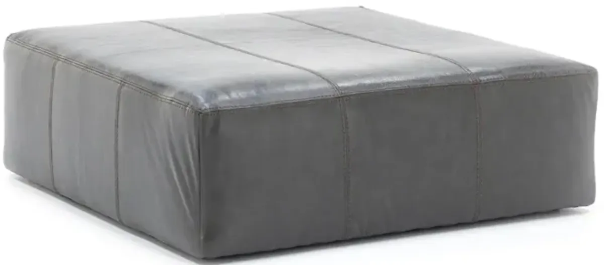 Camden Leather Jumbo Cocktail Ottoman in Steel