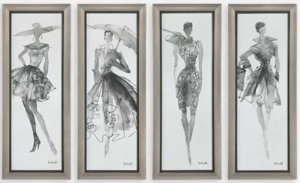 Set of 4 Fashion Sketchbook Wall Decor 16"W x 40"H