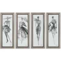 Set of 4 Fashion Sketchbook Wall Decor 16"W x 40"H