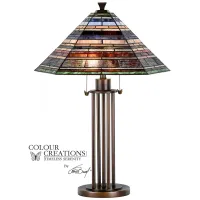 Multi-Colored Tiffany-Style Glass Table Lamp 29.75"H