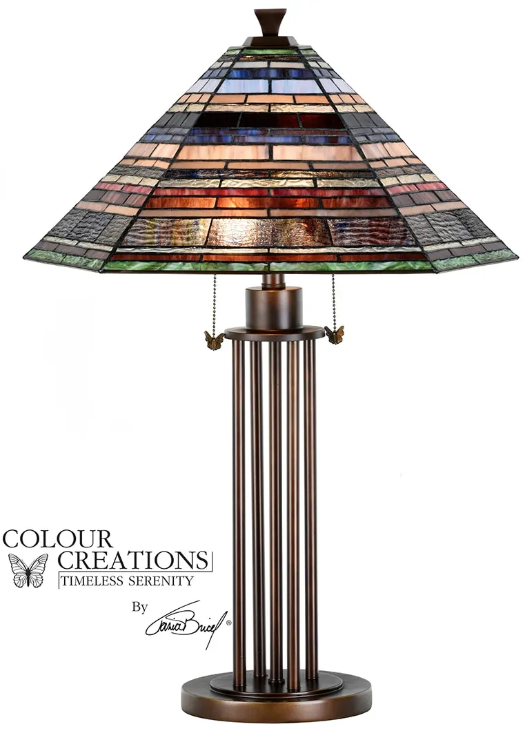 Multi-Colored Tiffany-Style Glass Table Lamp 29.75"H